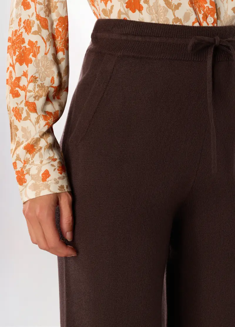 Pantaloni Tricot Donna, Marrone scuro miniatura 3