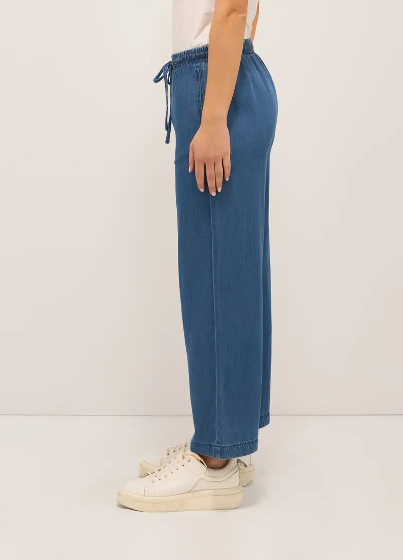 Upim, Pantaloni Wide Leg In Denim Di Misto Cotone Donna, Blu denim, Taglia: 38 miniatura 2