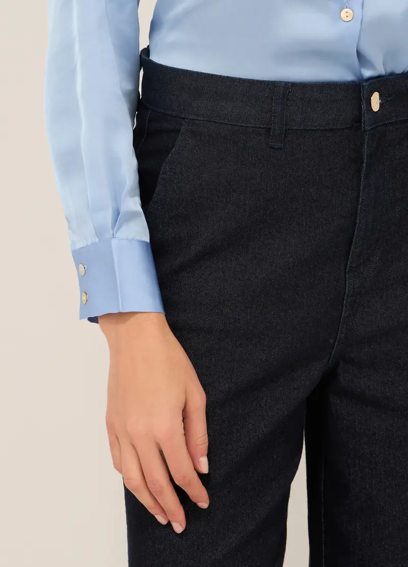 Upim, Pantaloni Wide Leg In Denim Di Misto Cotone Donna, Blu scuro, Taglia: 40 miniatura 2