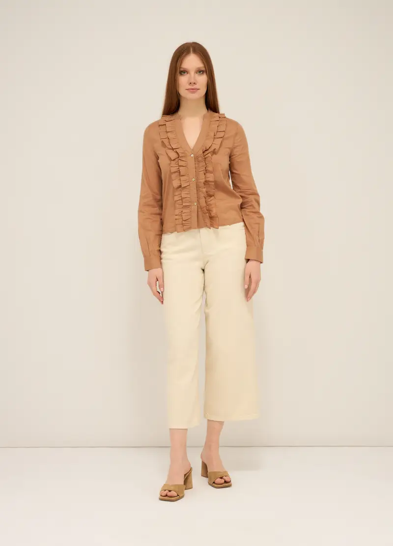 Upim, Pantaloni Wide Leg In Denim Di Puro Cotone Donna, Bianco avorio, Taglia: 38