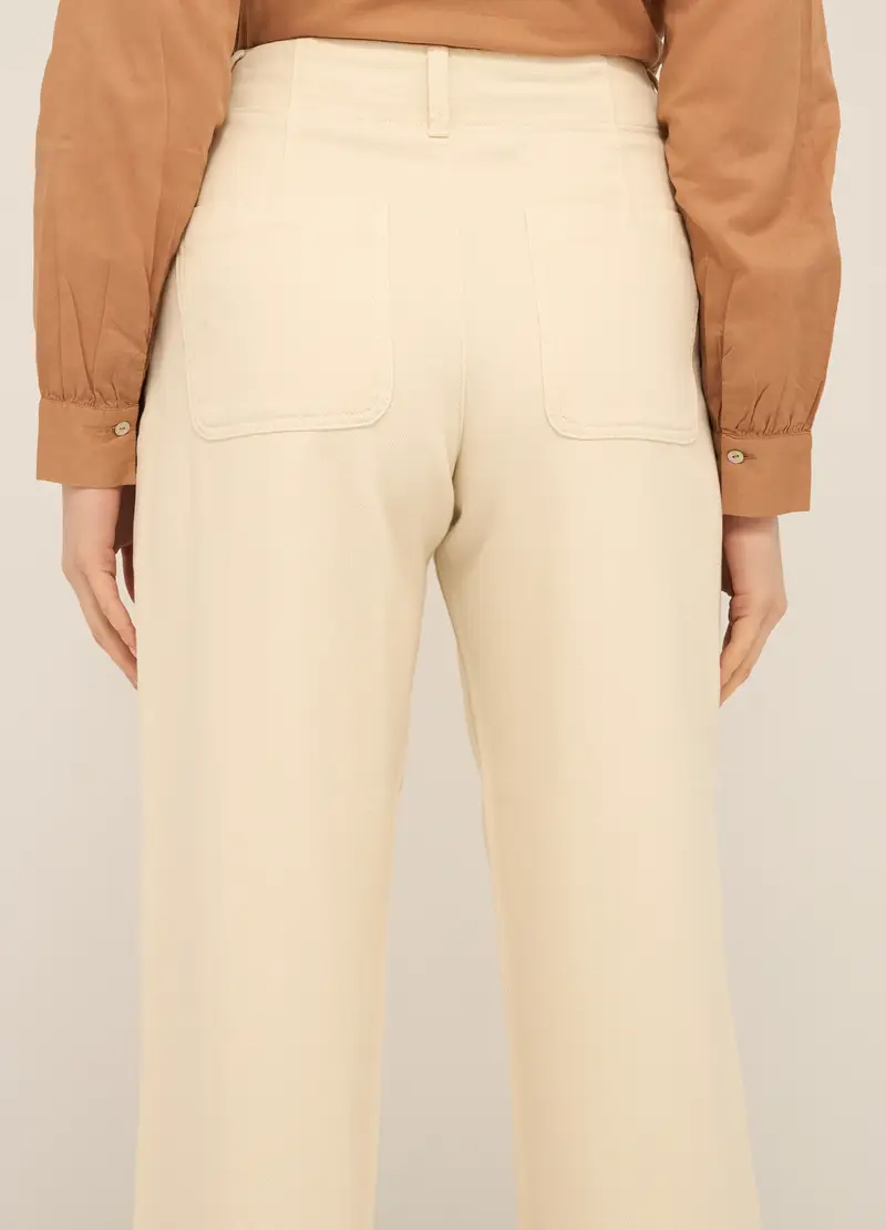 Upim, Pantaloni Wide Leg In Denim Di Puro Cotone Donna, Bianco avorio, Taglia: 38 miniatura 2