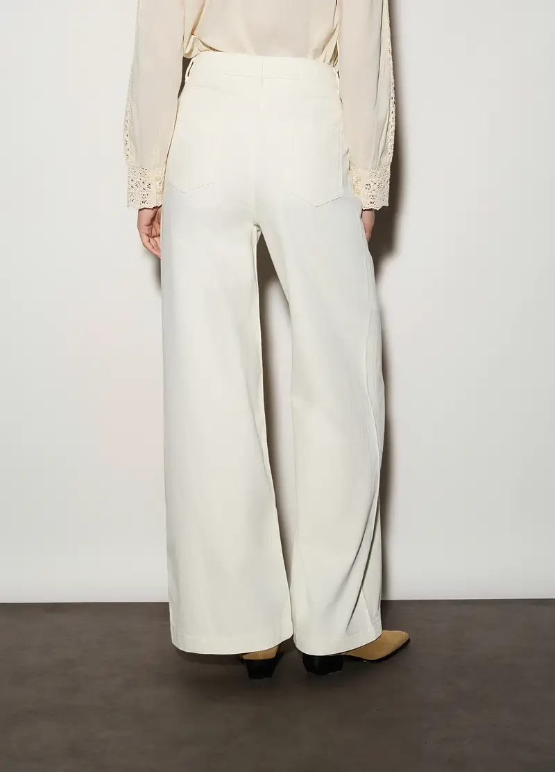 Pantaloni Wide Leg In Denim Donna, Unisex, Bianco gesso miniatura 3