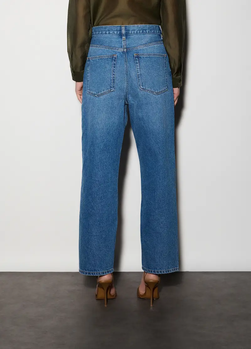 Pantaloni Wide Leg In Denim Donna, Unisex, Blu denim miniatura 3