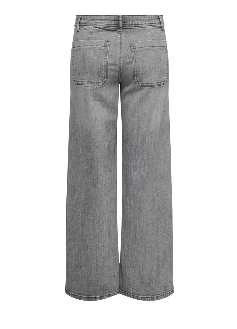 Pantaloni Wide Leg In Denim Donna, Unisex, Grigio chiaro melange miniatura 2