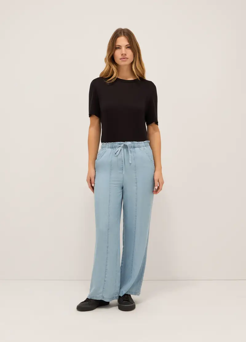 Upim, Pantaloni Wide Leg In Pura Lyocell Donna, Azzurro chiaro, Taglia: 40