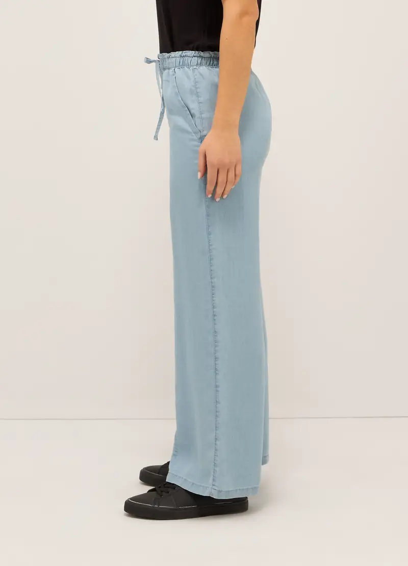 Upim, Pantaloni Wide Leg In Pura Lyocell Donna, Azzurro chiaro, Taglia: 40 miniatura 2