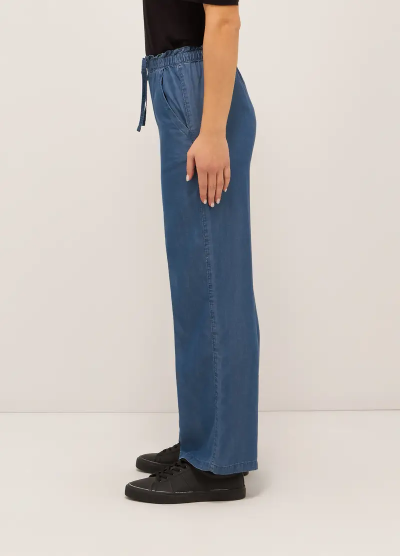 Upim, Pantaloni Wide Leg In Pura Lyocell Donna, Blu denim, Taglia: 40 miniatura 2