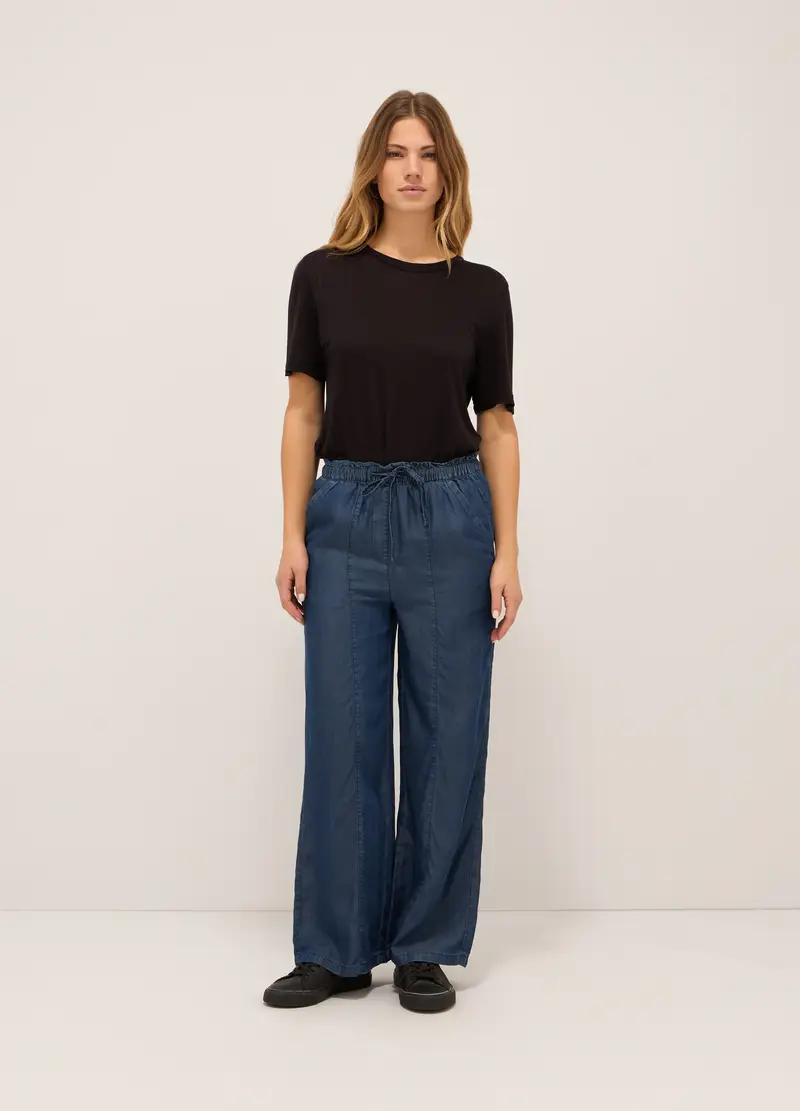 Upim, Pantaloni Wide Leg In Pura Lyocell Donna, Blu scuro, Taglia: 40