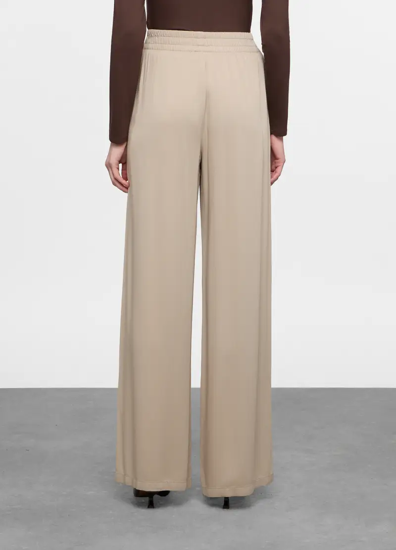 Pantaloni Wide Leg In Pura Viscosa Donna, Beige chiaro miniatura 2