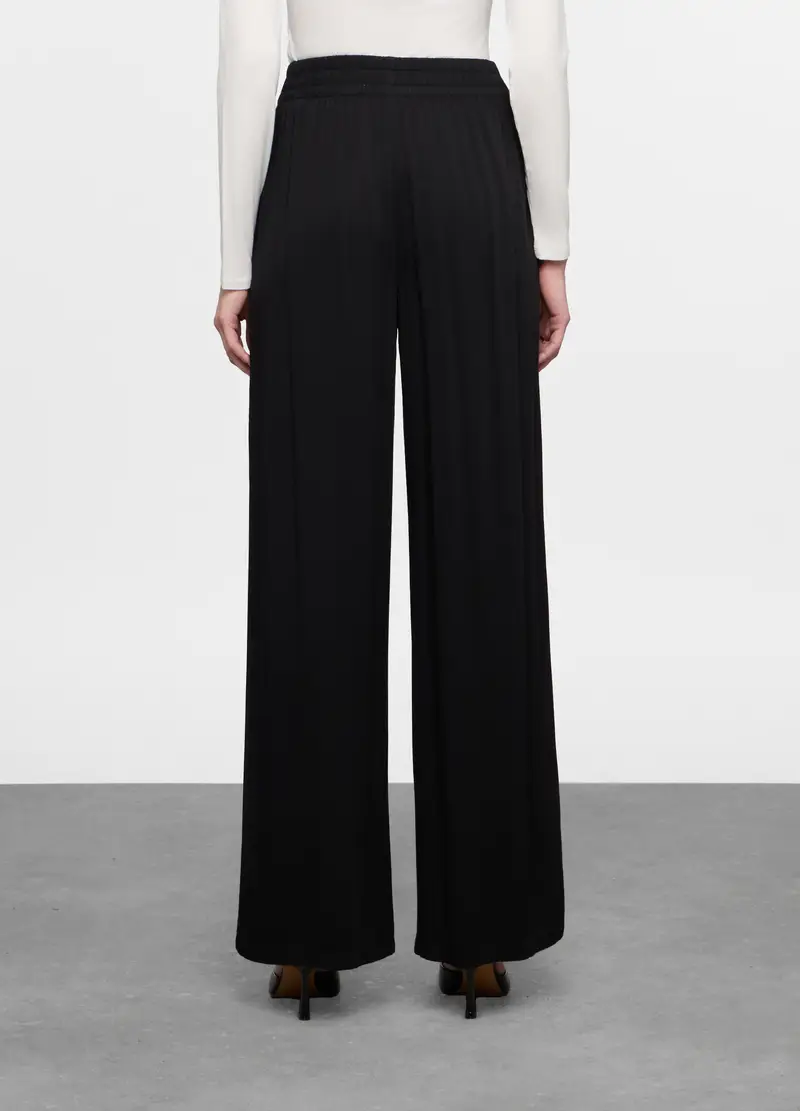 Pantaloni Wide Leg In Pura Viscosa Donna, Nero miniatura 2