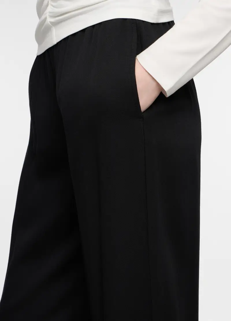 Pantaloni Wide Leg In Pura Viscosa Donna, Nero miniatura 3
