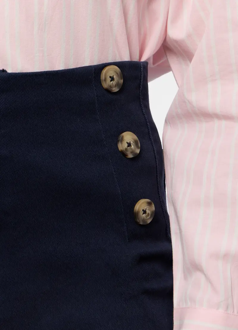 Pantaloni Wide Leg In Twill Stretch Donna, Blu miniatura 3