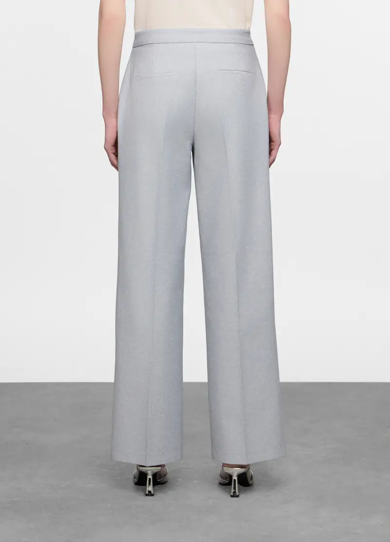 Pantaloni Wide Leg Misto Cotone Donna, Grigio chiaro miniatura 2