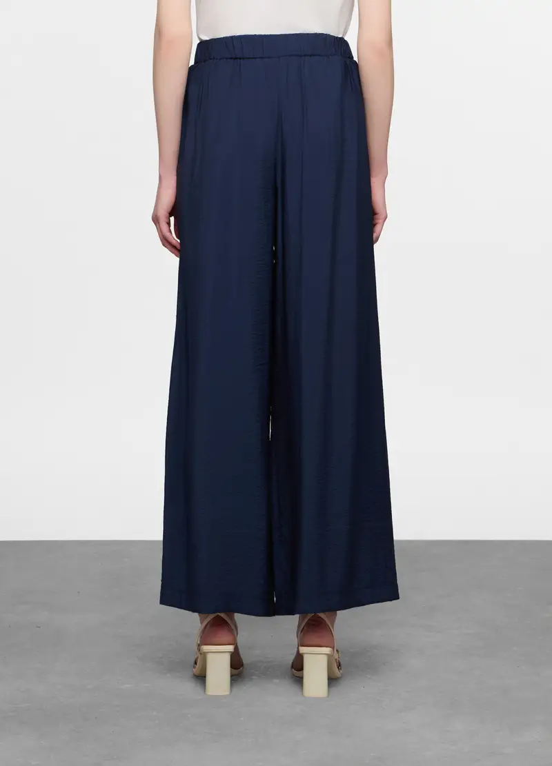 Pantaloni Wide Leg Misto Viscosa Donna, Blu scuro miniatura 2