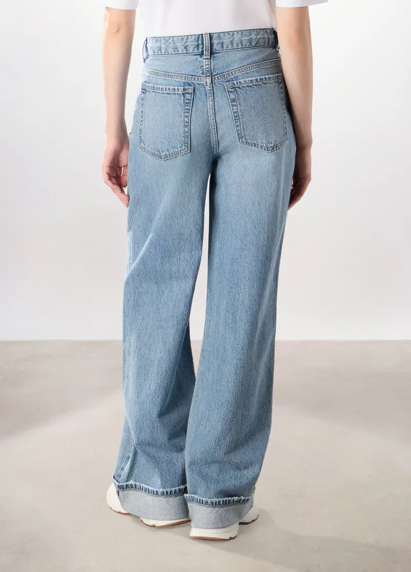 Pantaloni Wide Leg Ripped Donna, Blu chiaro miniatura 2