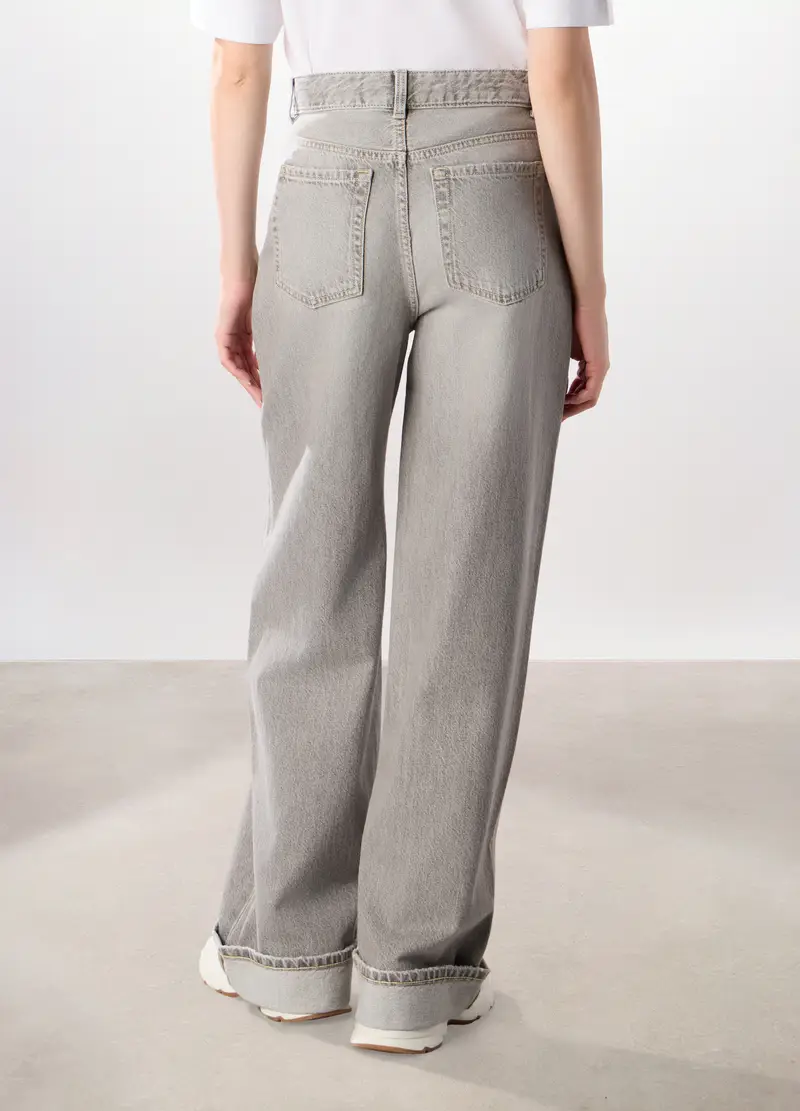 Pantaloni Wide Leg Ripped Donna, Grigio chiaro miniatura 2