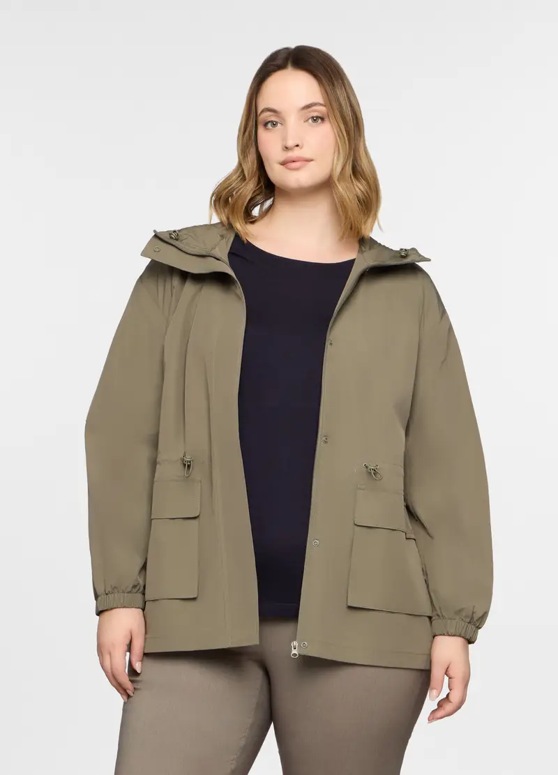 Parka Regular Fit Con Cappuccio Donna Curvy, Verde oliva