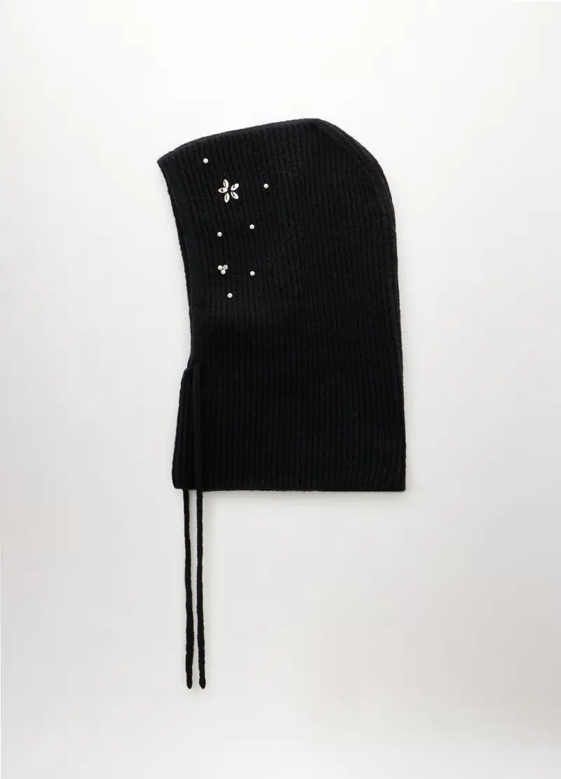 Passamontagna Tricot Con Strass Donna, Nero
