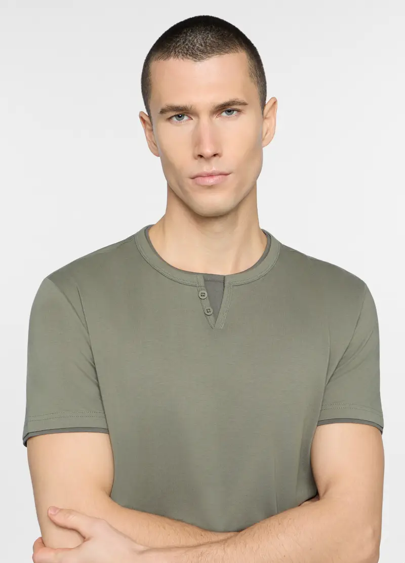 Pigiama Corto Bicolore In Cotone Uomo, Blu scuro miniatura 3