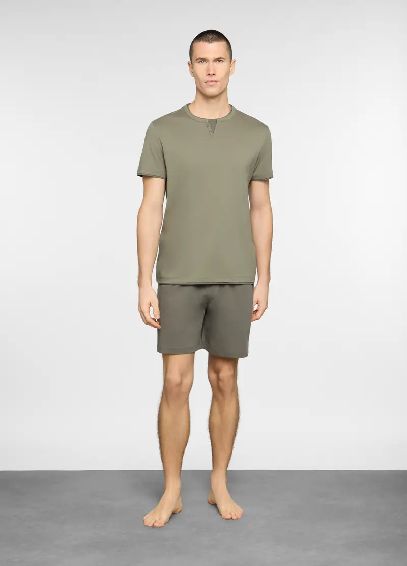 Pigiama Corto Bicolore In Cotone Uomo, Blu scuro