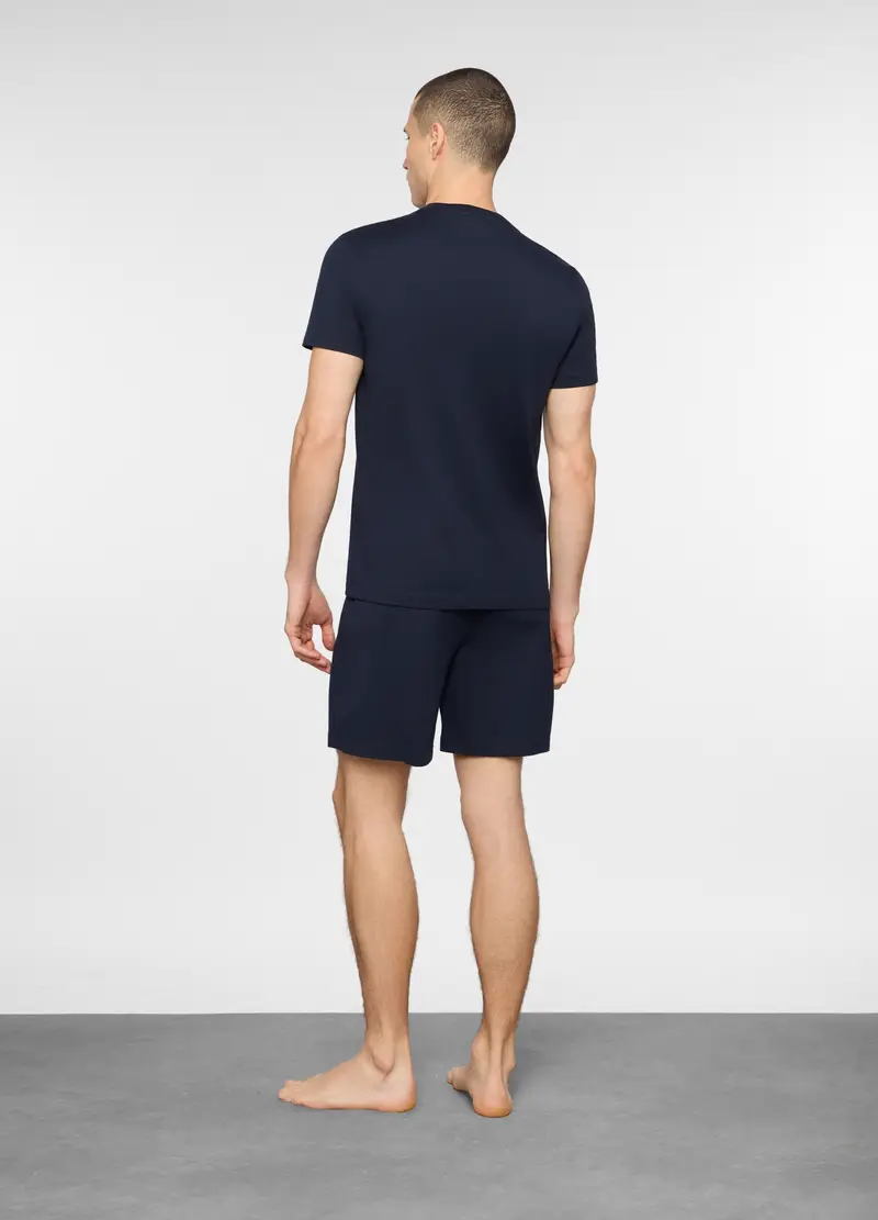 Pigiama Corto Con Collo Serafino Uomo, Blu scuro miniatura 2