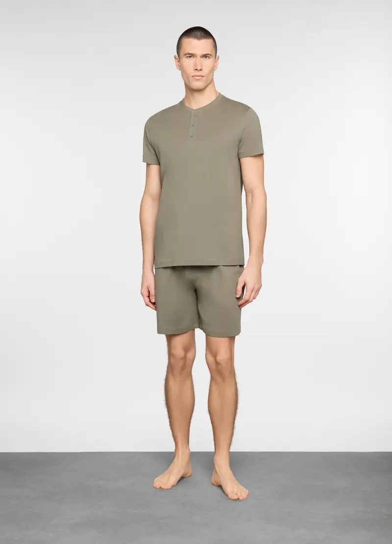 Pigiama Corto Con Collo Serafino Uomo, Verde militare