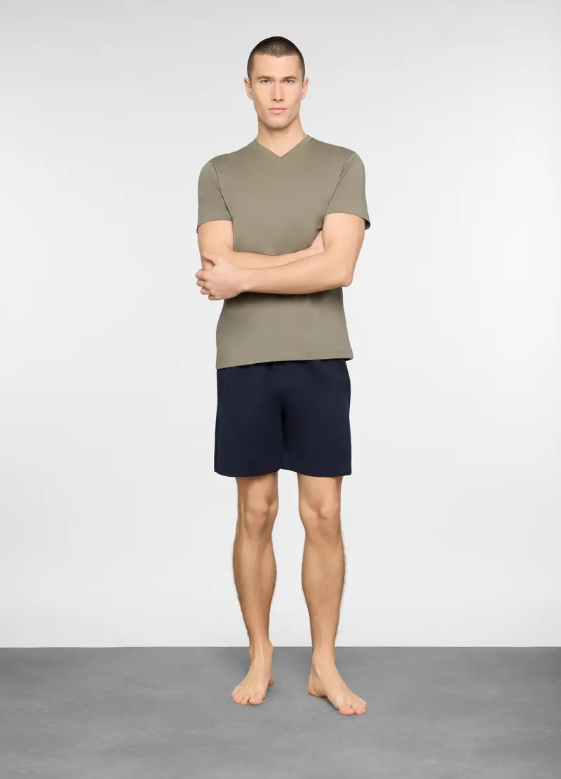 Pigiama Corto Con Scollo A V Uomo, Verde militare