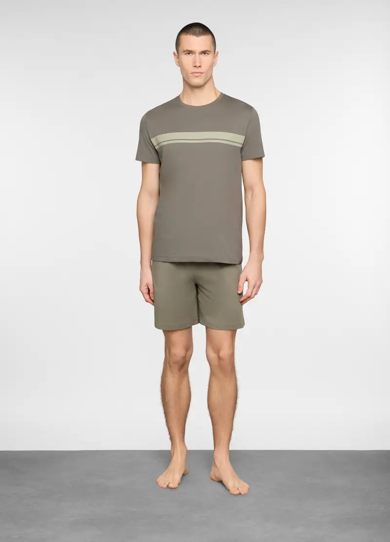 Pigiama Corto Con Stampa Uomo, Marrone/Verde