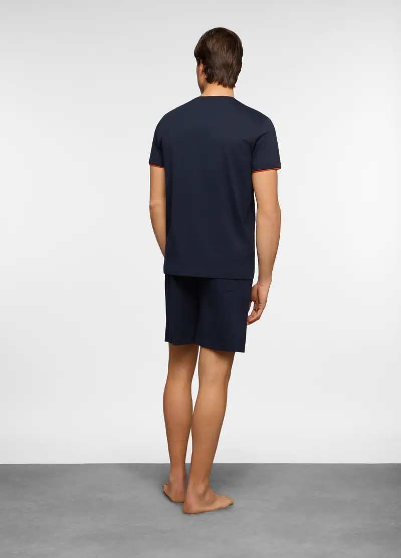 Pigiama Corto In Jersey Di Cotone Uomo, Blu Notte miniatura 2