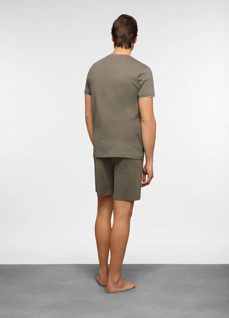 Pigiama Corto In Jersey Di Cotone Uomo, Verde militare miniatura 2