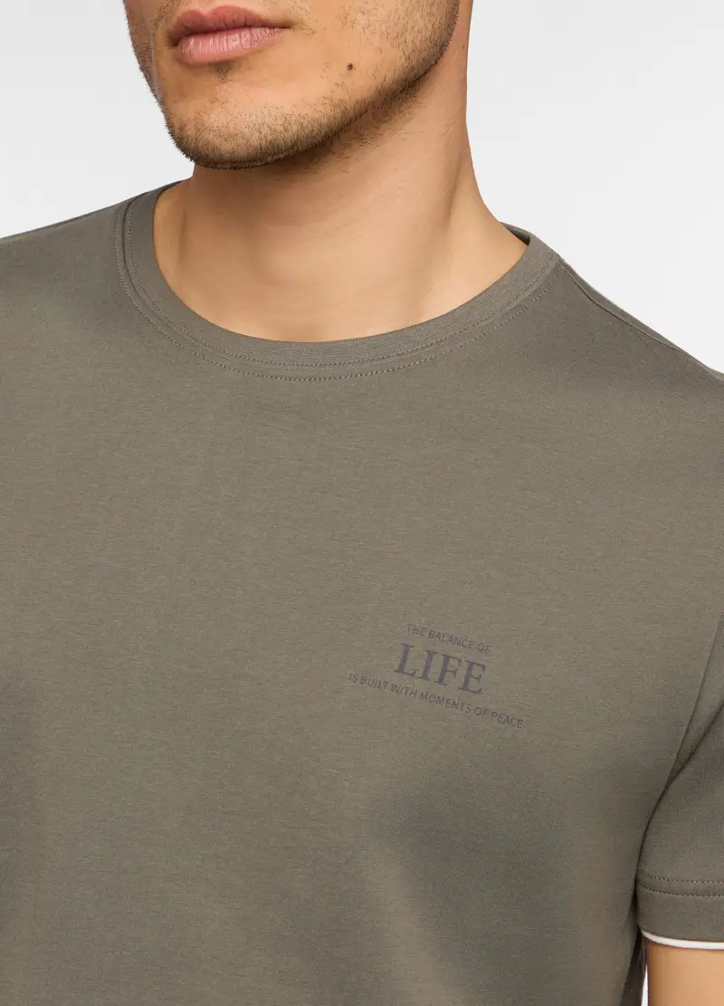 Pigiama Corto In Jersey Di Cotone Uomo, Verde militare miniatura 3