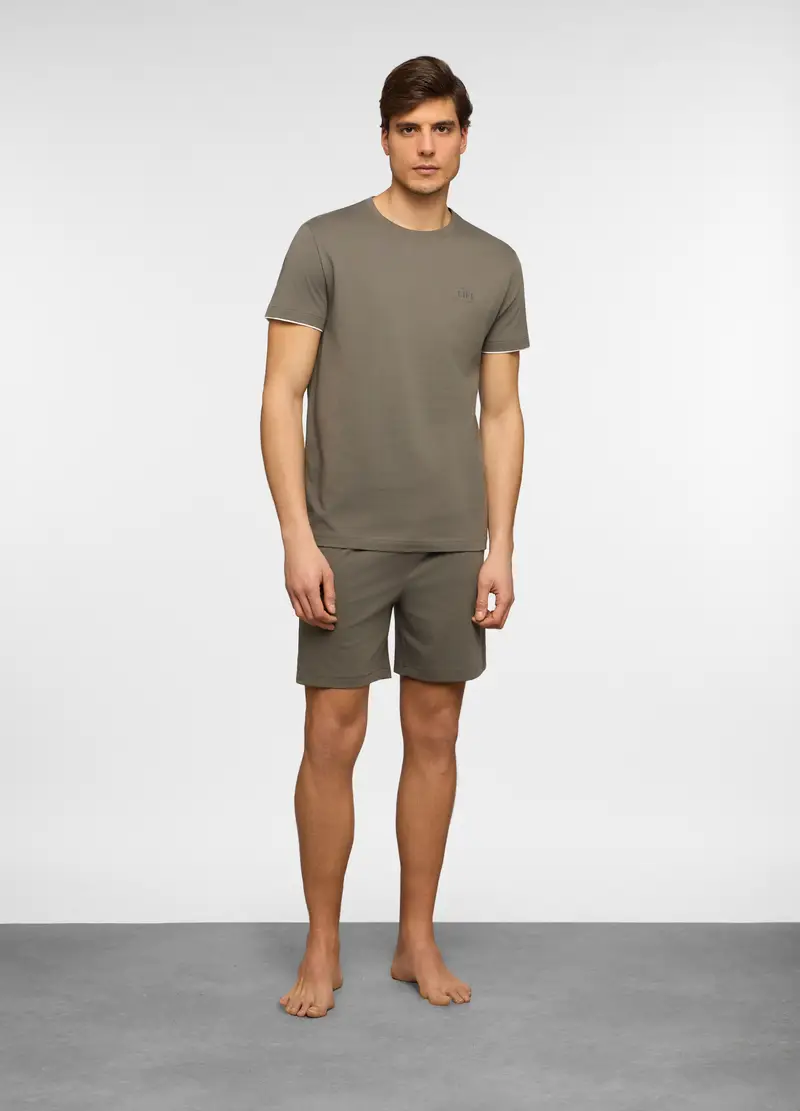 Pigiama Corto In Jersey Di Cotone Uomo, Verde militare