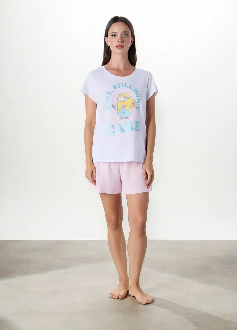 Upim, Pigiama Corto In Jersey Di Puro Cotone Donna, Rosa chiaro, Taglia: XS