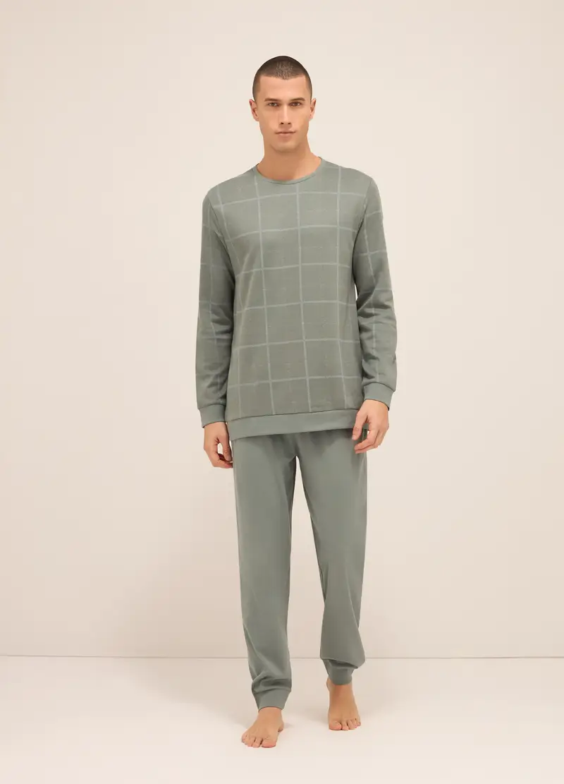 Upim, Pigiama Lungo In Cotone A Quadri Uomo, Verde salvia, Taglia: M