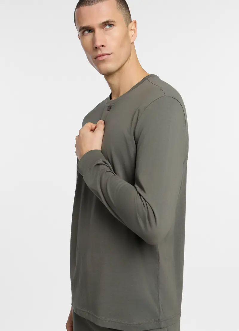 Pigiama Lungo In Jersey Uomo, Verde antracite miniatura 3