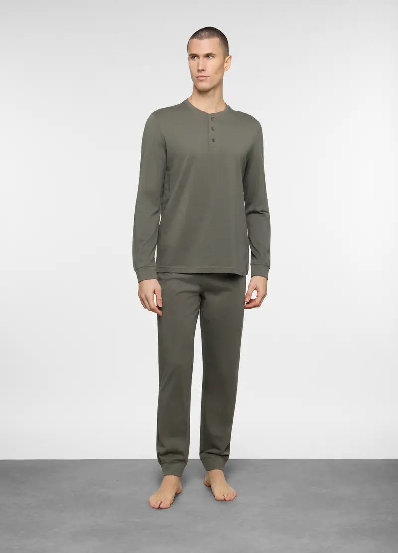 Pigiama Lungo In Jersey Uomo, Verde antracite