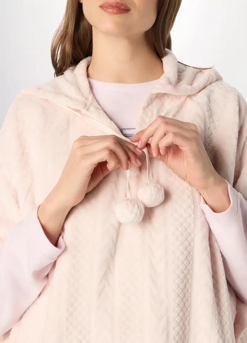 Pigiama Poncho In Coral Fleece Donna, Rosa chiaro miniatura 3