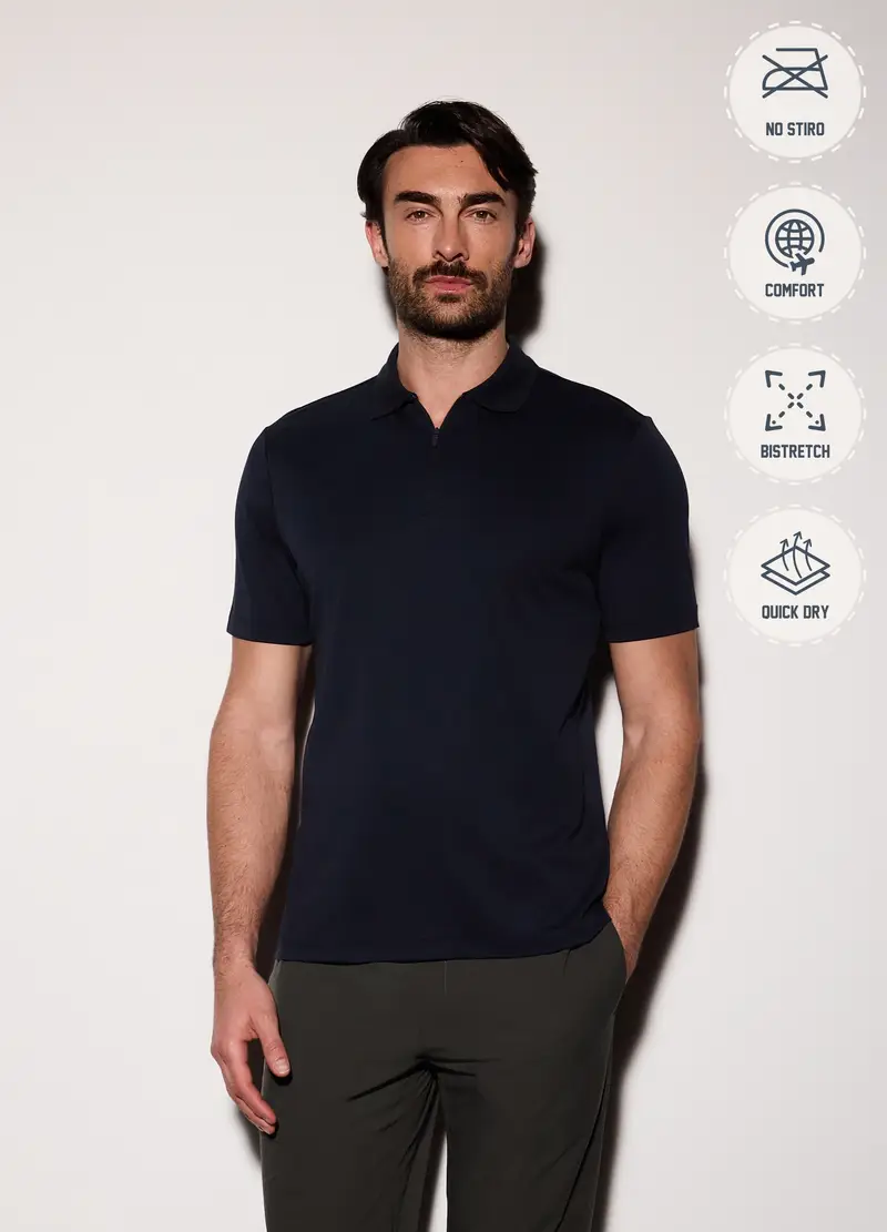Polo A Maniche Corte In Jersey Di Cotone Uomo, Blu Notte