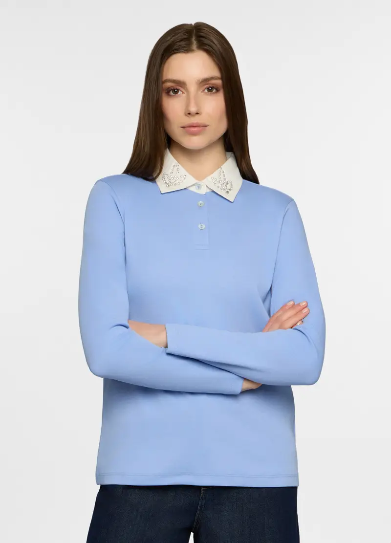 Polo Con Colletto Classico Donna, Azzurro chiaro