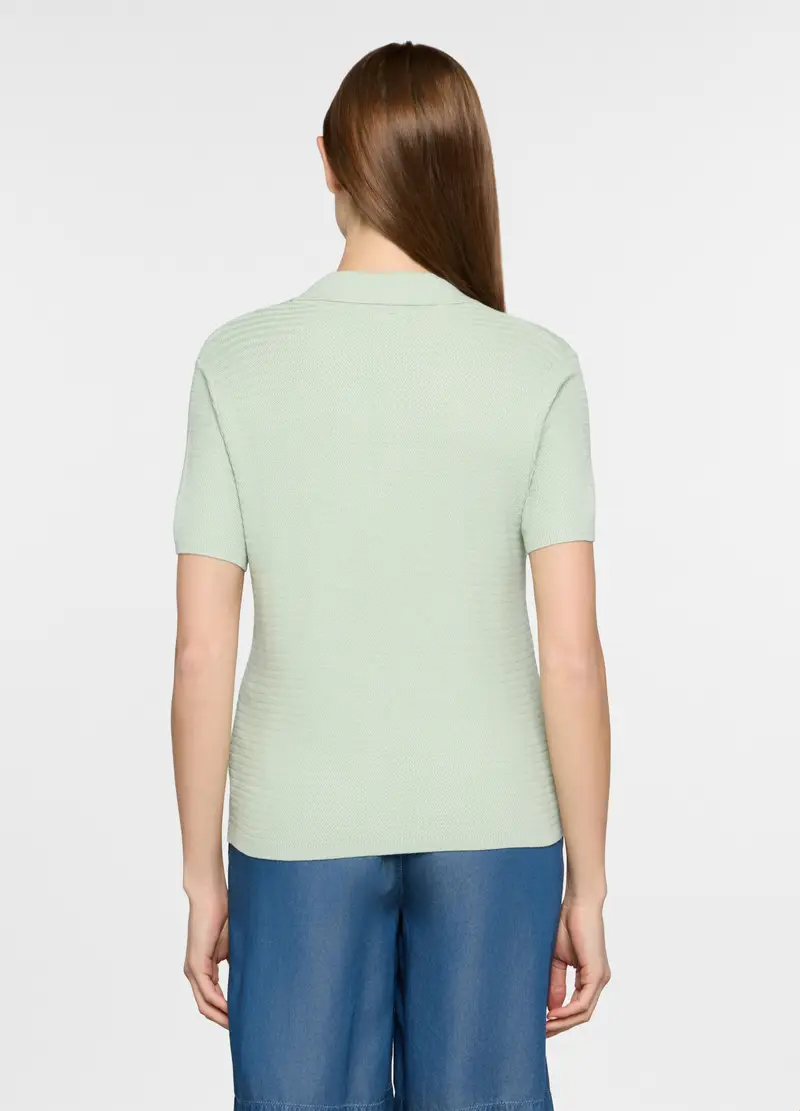 Polo Con Scollo A V Donna, Verde acqua miniatura 2