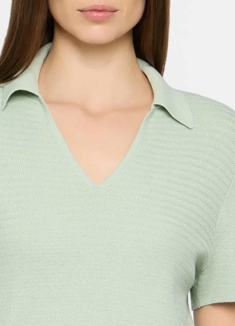 Polo Con Scollo A V Donna, Verde acqua miniatura 3