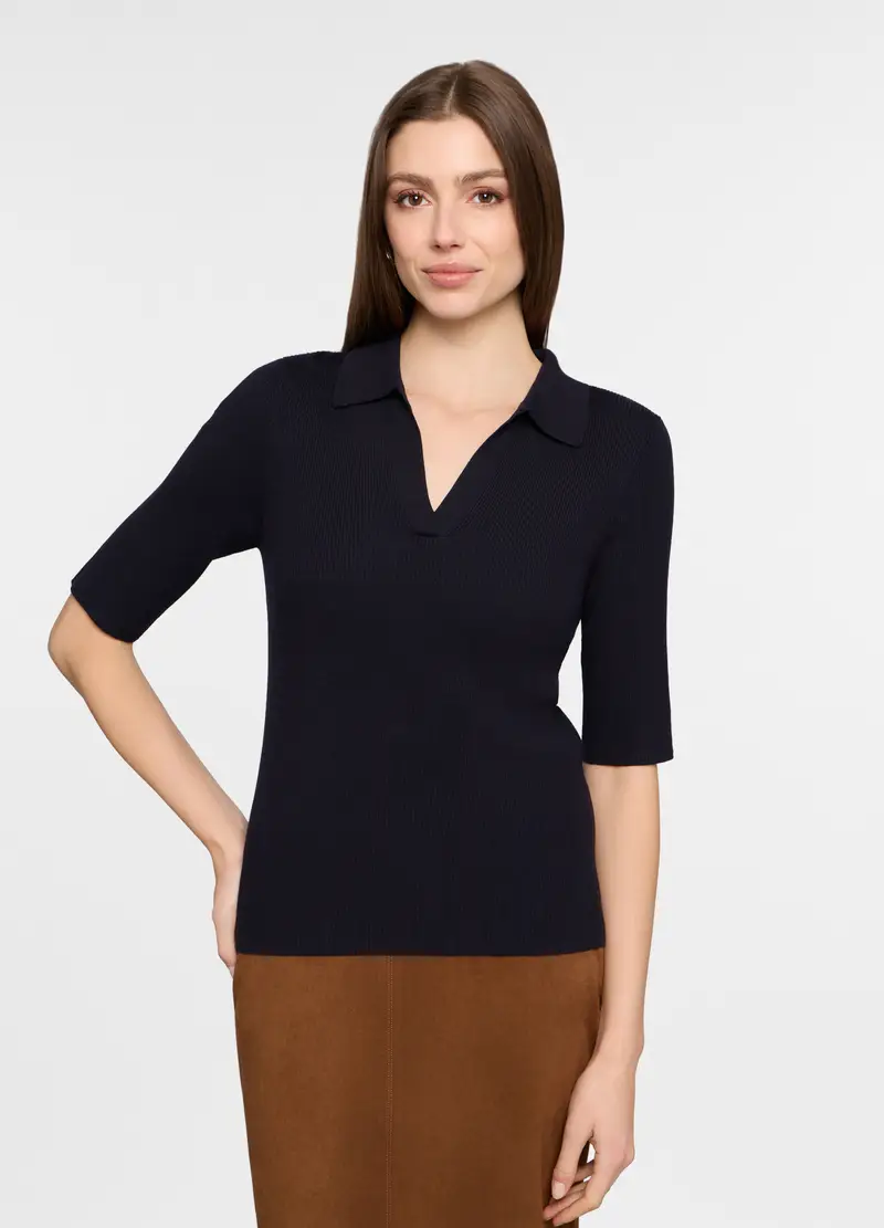 Polo In Costina Donna, Blu navy