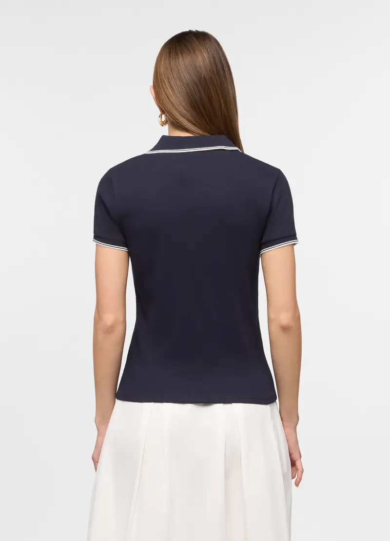Polo In Costina Donna, Blu navy miniatura 2