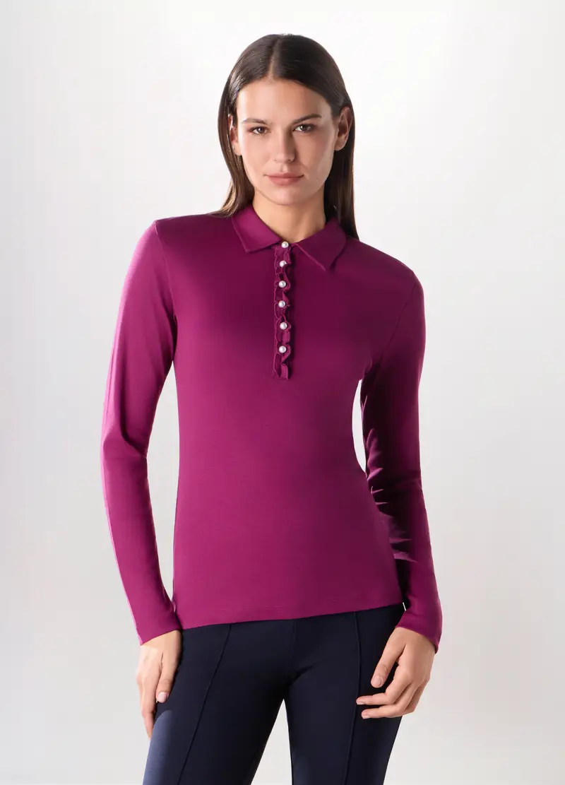 Polo In Pura Viscosa Donna, Viola ciclamino