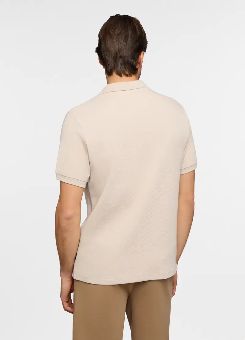 Polo Maniche Corte In Cotone Stretch Uomo, Unisex, Beige chiaro miniatura 2