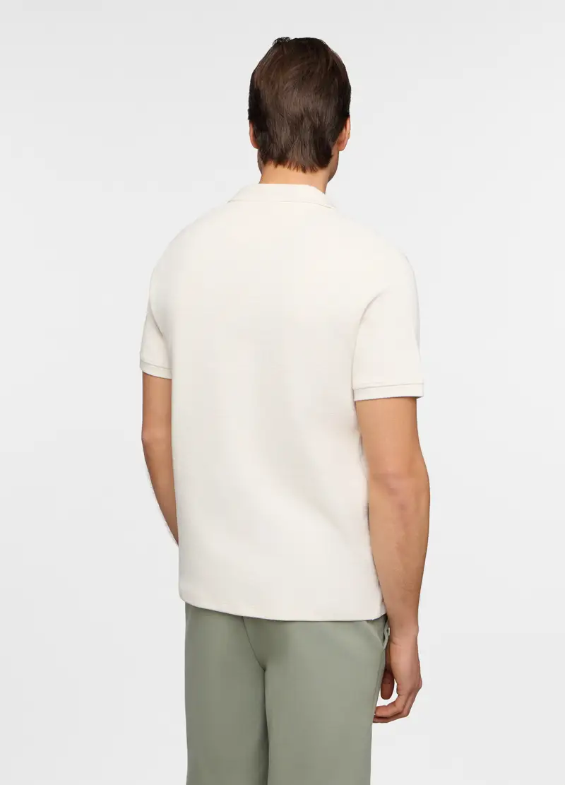 Polo Maniche Corte In Cotone Stretch Uomo, Unisex, Bianco avorio miniatura 2