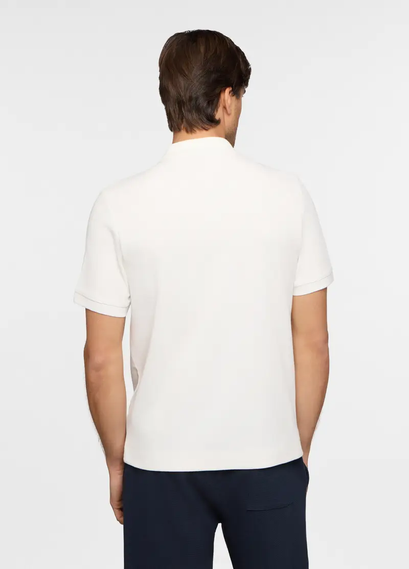 Polo Maniche Corte In Cotone Waffle Uomo, Unisex, Bianco latte miniatura 2