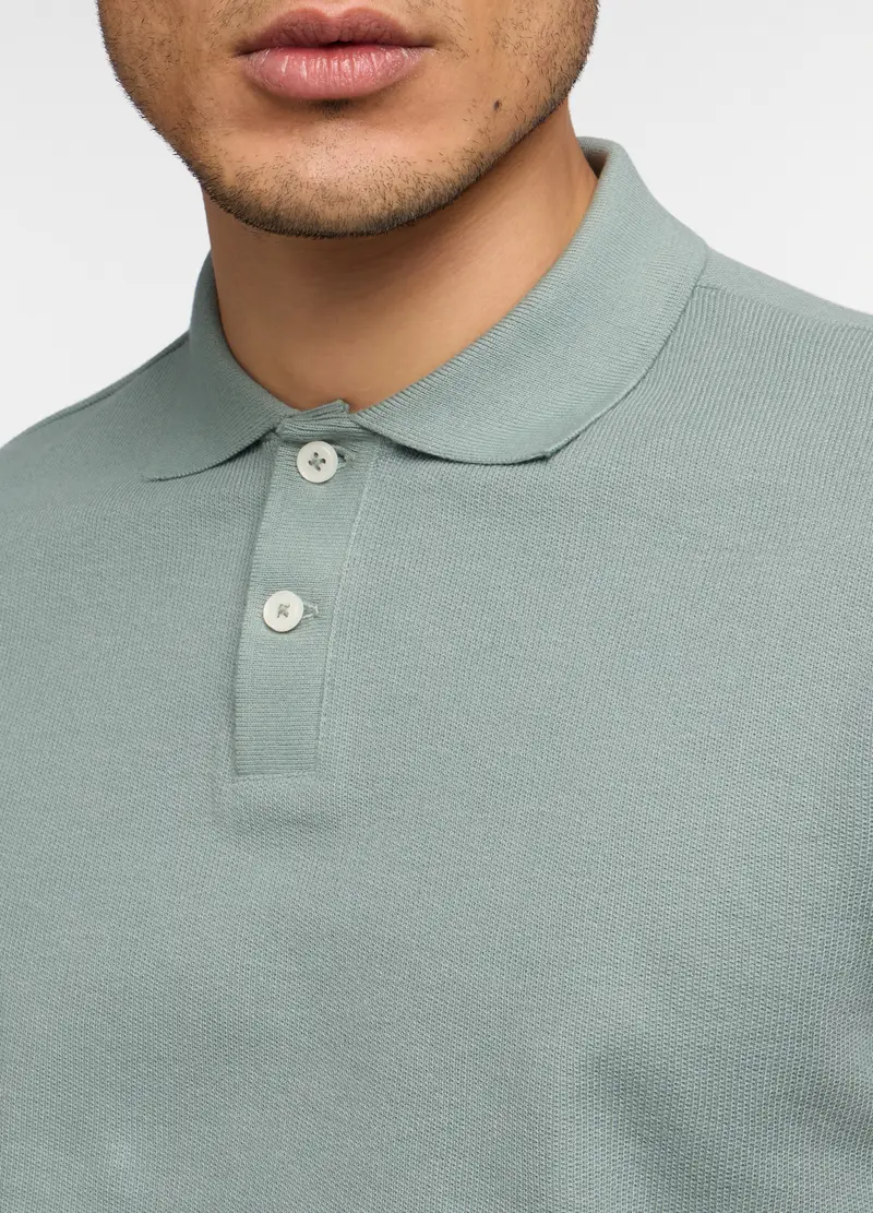 Polo Maniche Corte In Cotone Waffle Uomo, Unisex, Verde salvia miniatura 3