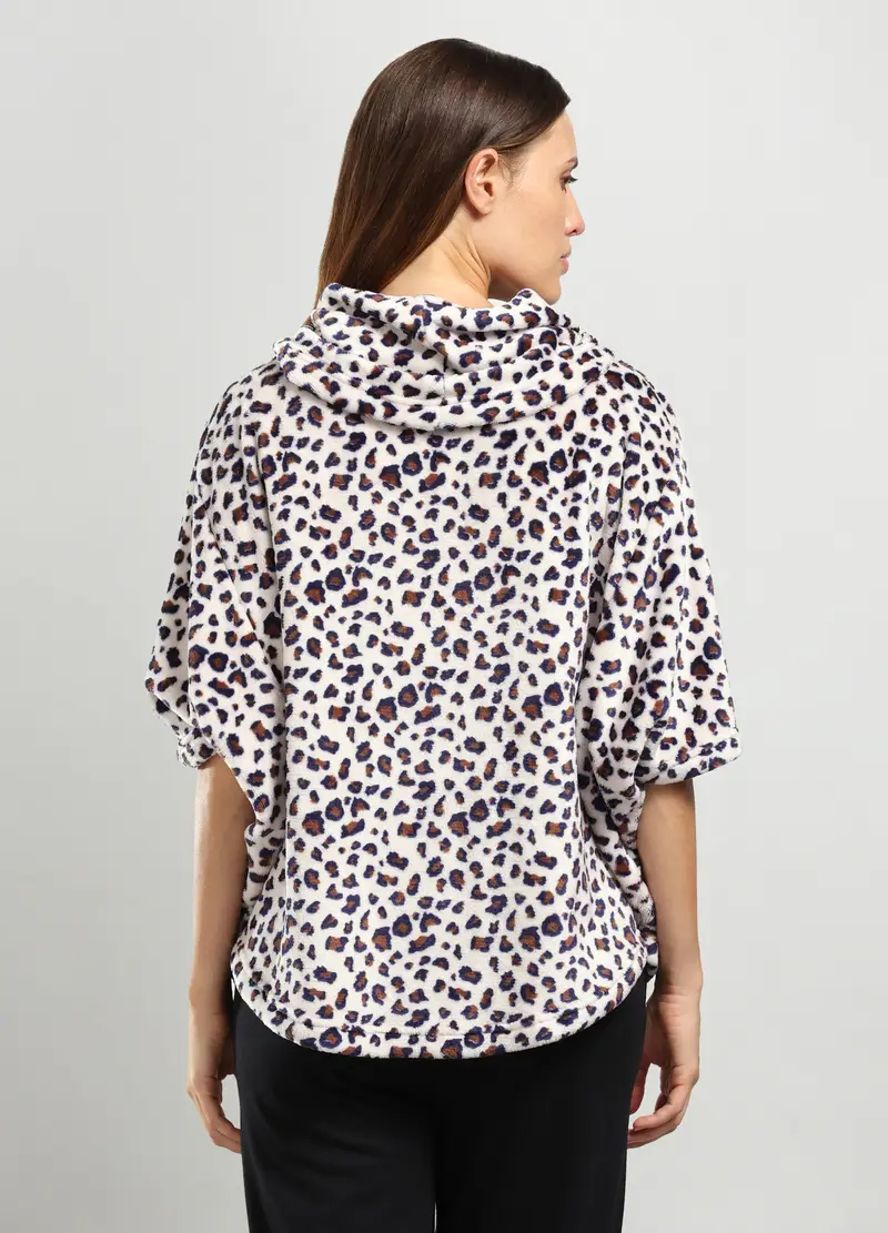 Poncho In Coral Fleece Donna, Marrone beige miniatura 2