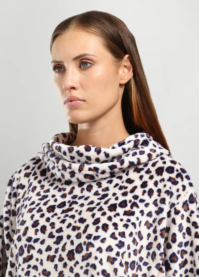 Poncho In Coral Fleece Donna, Marrone beige miniatura 3